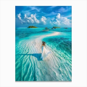 Woman Walking On A Beach Canvas Print