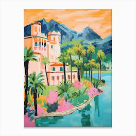 The Chateau At Lake La Quinta   La Quinta, California   Resort Storybook Illustration 2 Canvas Print