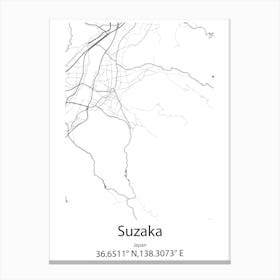 Suzaka,Japan Minimalist Map Toile