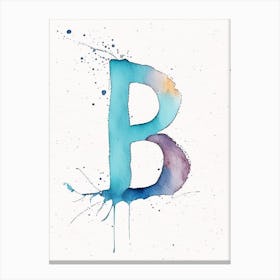 B, Letter, Alphabet Minimalist Watercolour 4 Canvas Print