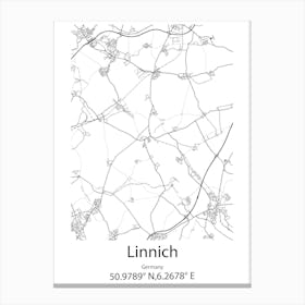 Linnich,Germany Minimalist Map Canvas Print