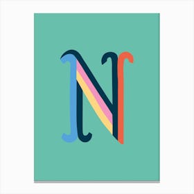 Letter N Typographic Canvas Print