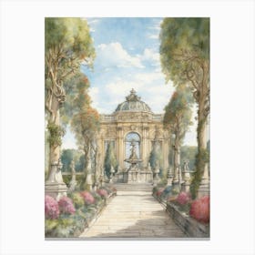 Fountain In A Park Canvas Print