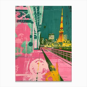 Odaiba In Tokyo Duotone Silkscreen 2 Canvas Print