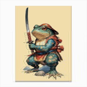 Samurai Frog Warrior With Katana Canvas Print