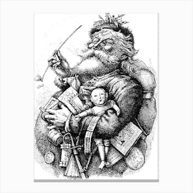 Old Santa Claus, Engraved Illustration Canvas Print