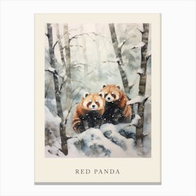 Winter Watercolour Red Panda 2 Poster Canvas Print