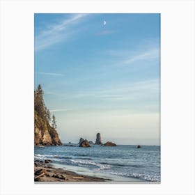Sea Stack And Moon Canvas Print