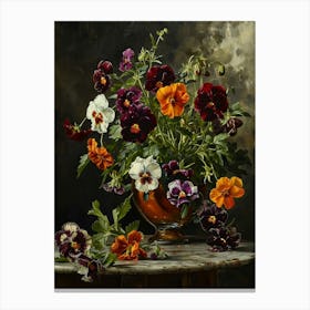 Baroque Floral Still Life Wild Pansy 2 Canvas Print