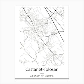 Castanet Tolosan,France Minimalist Map Canvas Print