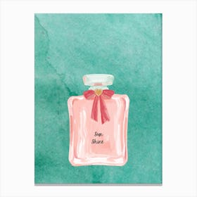 Perfume Bottle sunshine with green background wallart printable Canvas Print