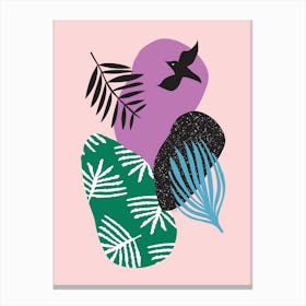 Tropical Bird in Pink Canvas Print
