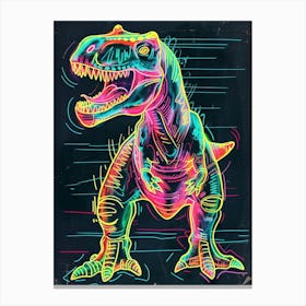 Dinosaur Neon Line Scribble Canvas Print