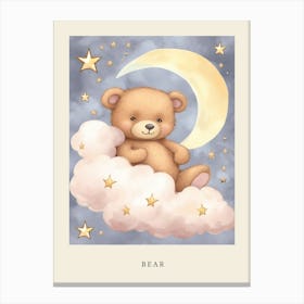 Sleeping Baby Bear Cub 4 Nursery Poster Canvas Print