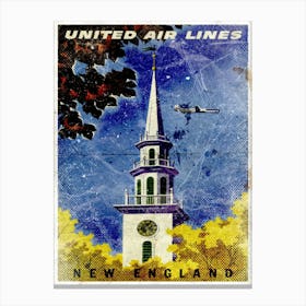 Vintage Travel Poster ― United Air Lines New England Canvas Print