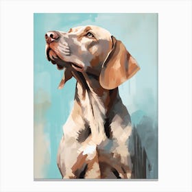 Weimaraner Dog, Painting In Light Teal And Brown 0 Canvas Print