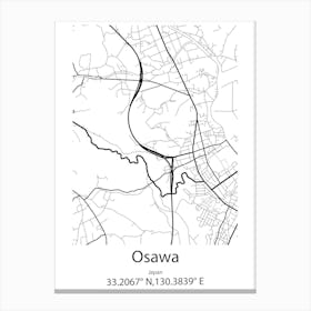 Osawa,Japan Minimalist Map Canvas Print