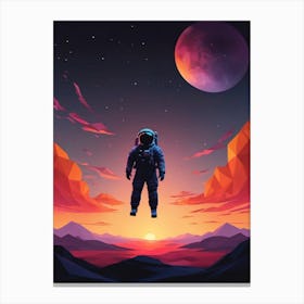 Low Poly Astronaut Minimalist Sunset (51) Canvas Print