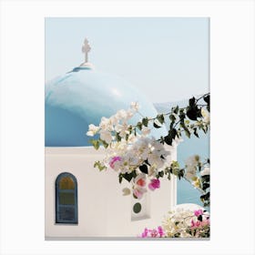 Cathedral And Flowers Canvas Print