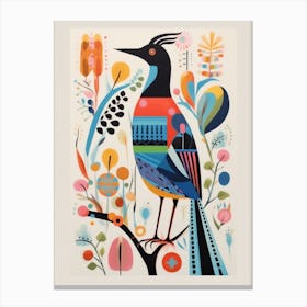 Colourful Scandi Bird Cuckoo 4 Canvas Print