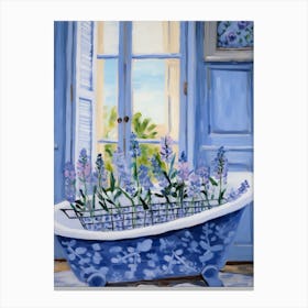 A Bathtube Full Of Forget Me Not In A Bathroom 1 Canvas Print