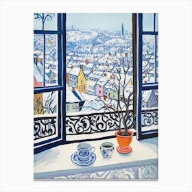 The Windowsill Of Zurich   Switzerland Snow Inspired By Matisse 3 Canvas Print