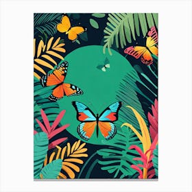 Colourful Butterfly Jungle v3 Canvas Print