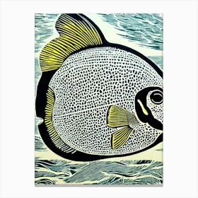 Angelfish Linocut Canvas Print
