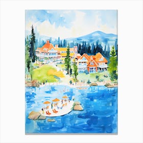 The Ritz Carlton, Lake Tahoe   Truckee, California  Resort Storybook Illustration 4 Canvas Print