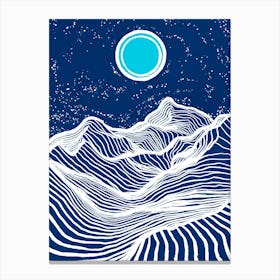 A minimalist pen and ink drawing of a mountainous 2 Canvas Print