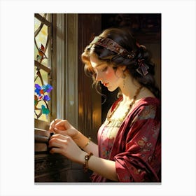 Lady By The Window Canvas Print