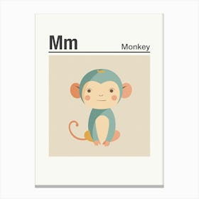Animals Alphabet Monkey 4 Canvas Print