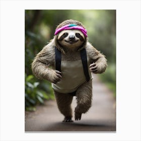 Jogging Sloth Canvas Print