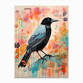 Bird Painting Collage Crow 1 Canvas Print