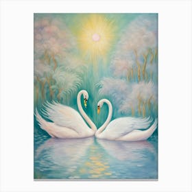 Swans In Love Canvas Print