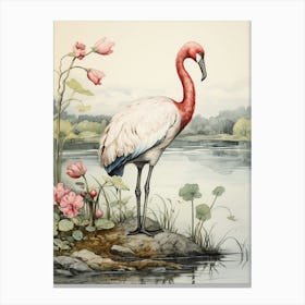 Storybook Animal Watercolour Flamingo 1 Canvas Print