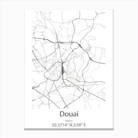 Douai,France Minimalist Map Canvas Print