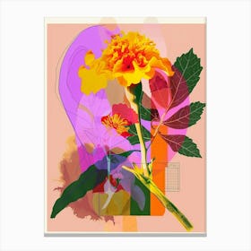 Marigold 4 Neon Flower Collage Canvas Print