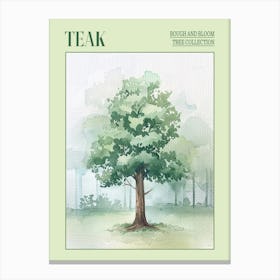 Teak Tree Atmospheric Watercolour Painting 1 Poster Canvas Print
