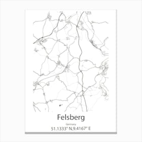 Felsberg,Germany Minimalist Map Canvas Print