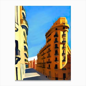 Street Scene In Barcelona Canvas Print