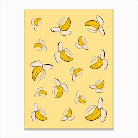 Bananas On Yellow Background Canvas Print