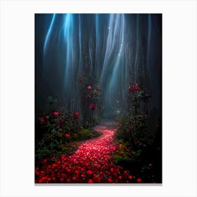 Magical Forest with Roses Canvas Print