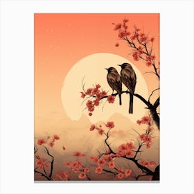 Couple Bird 1400s Sepia Canvas Print