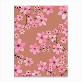 Cherry Blossom | 11 – Soft Brown And Pink Canvas Print