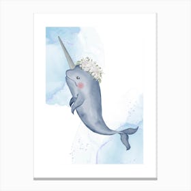Floral Narwhal Canvas Print