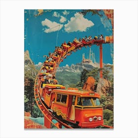 Retro Kitsch Rollercoaster Collage 3 Canvas Print