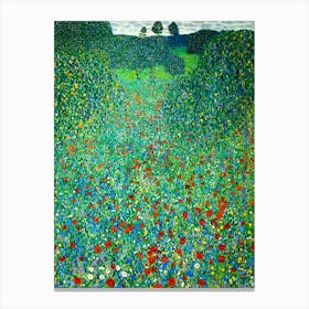 Poppy Field 1907 by Gustav Klimt "A Field of Poppies" in HD Canvas Print