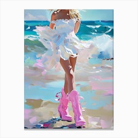 Pink Boots On The Beach 1 Canvas Print