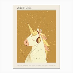 Unicorn Listening To Music With Headphones Muted Pastels 1 Poster Canvas Print